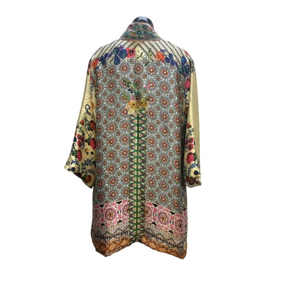Johnny Was Silk Colorful Floral Open Front Cardigan w/Wide Sleeves Size M - Picture 2 of 8
